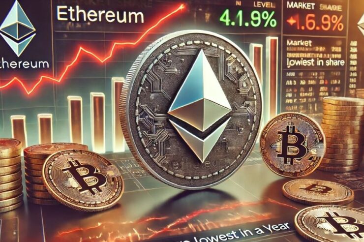 สัดส่วนการครองตลาด Ethereum ลดลงสู่ระดับ ‘ต่ำสุด’ ในรอบปี ตรงข้ามกับ Bitcoin