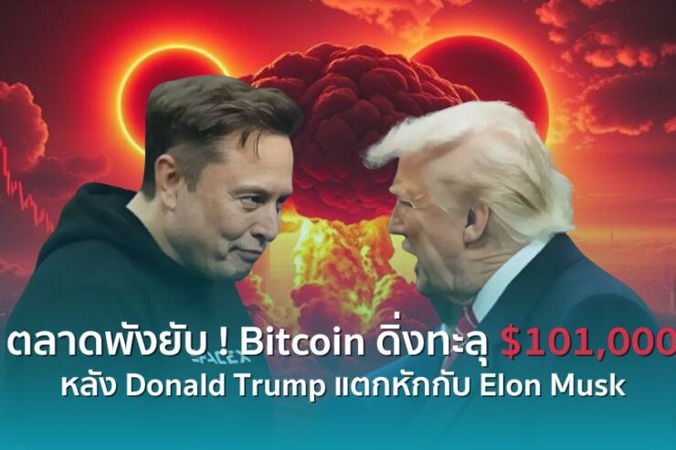 ตลาดคริปโตโกลาหล ! Bitcoin ร่วงทะลุ $101,000 หลัง Trump แตกหักกับ Musk