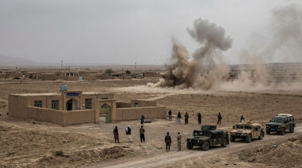 ระเบิดสหรัฐพลาดเป้าโรงเรียนอิหร่่านในสงครามอิหร่านสหรัฐ realistic cinematic no text