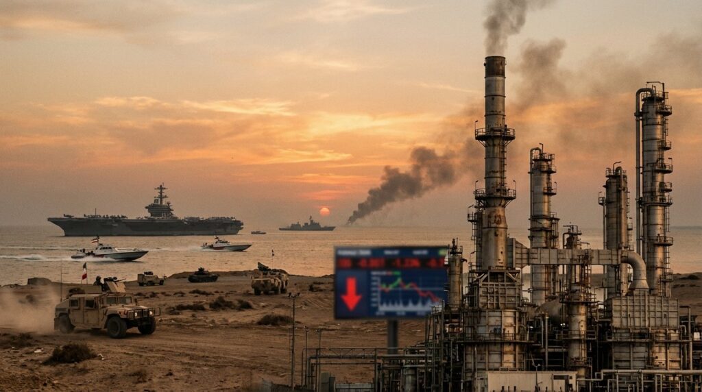 สงครามตะวันออกกลางอิหร่านสหรัฐ ส่ผงลกับราคาน้ำมัน realistic cinematic notext