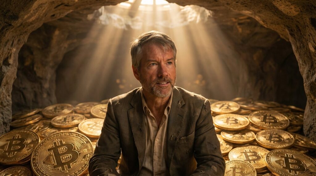 Saylor กับเหล่าบิทคอยน์ของเขาที่ยังดูมีหวังแสงสว่าง realistic cinematic no text