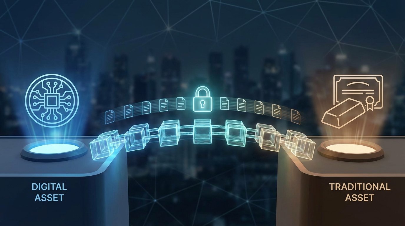 Digital Asset connecting traditional asset via blockchain bridge