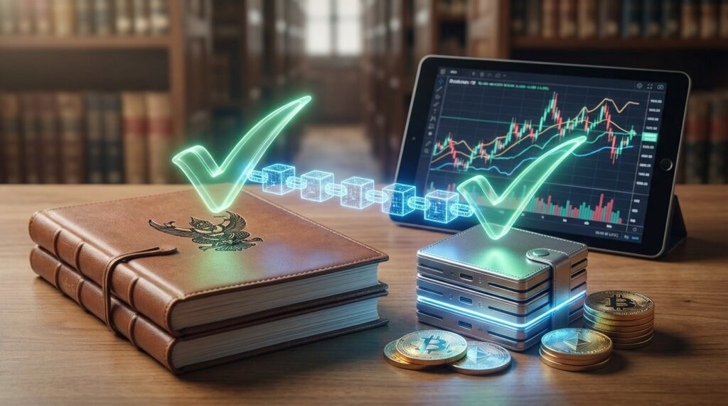 กองกฎหมายไทยพร้อม crypto วางคู่กัน ติ๊กถูกเอฟเฟค บล็อคเชน trading blockchain no text realisrtic cinematic