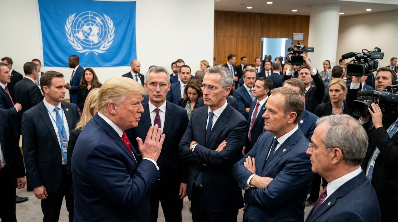 Trump begging for NATO leaders inside the UN building