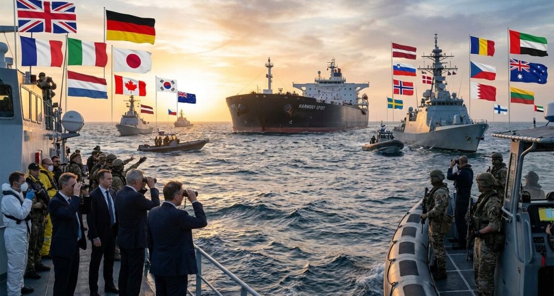 นักการทูตของแต่ละชาติโดยมี สหราชอาณาจักร, ฝรั่งเศส, เยอรมนี, อิตาลี, เนเธอร์แลนด์, ญี่ปุ่น, แคนาดา, เกาหลีใต้, นิวซีแลนด์, เด