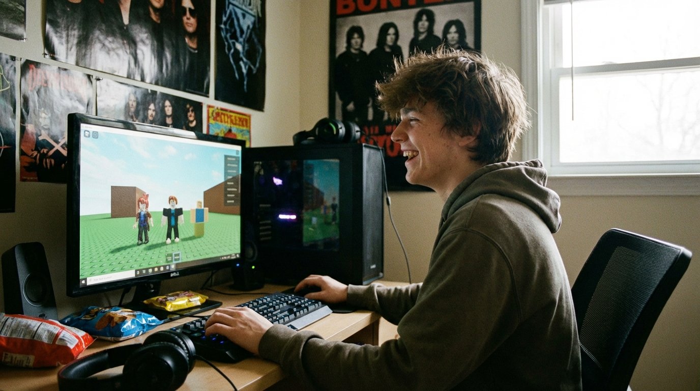 teen playing roblox