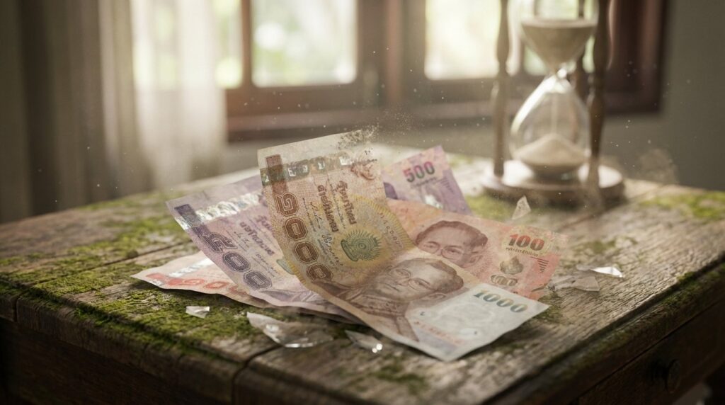 เงินสดที่กำลังจางหายตามเวลา realistic cinematic