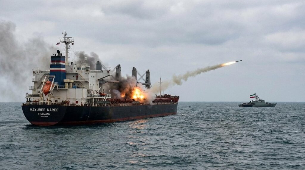 เรือบรรทุกสินค้าสัญชาติไทยชื่อ "Mayuree Naree" ถูกโจมตีด้วยขีปนาวุธจากทางการอิหร่าน