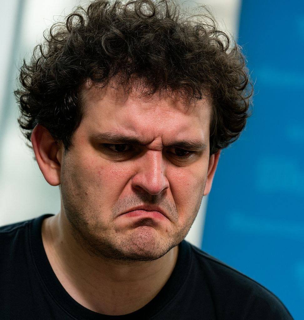 ภาพใบหน้า Sam Bankman-Fried อดีต CEO ของ FTX ที่ถูกตัดสินจำคุก 25 ปี