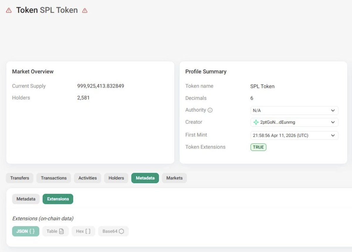 หน้า Solscan แสดงโทเคน $ALONSHOUSE ในสถานะ SPL Token พร้อมสัญลักษณ์เตือน