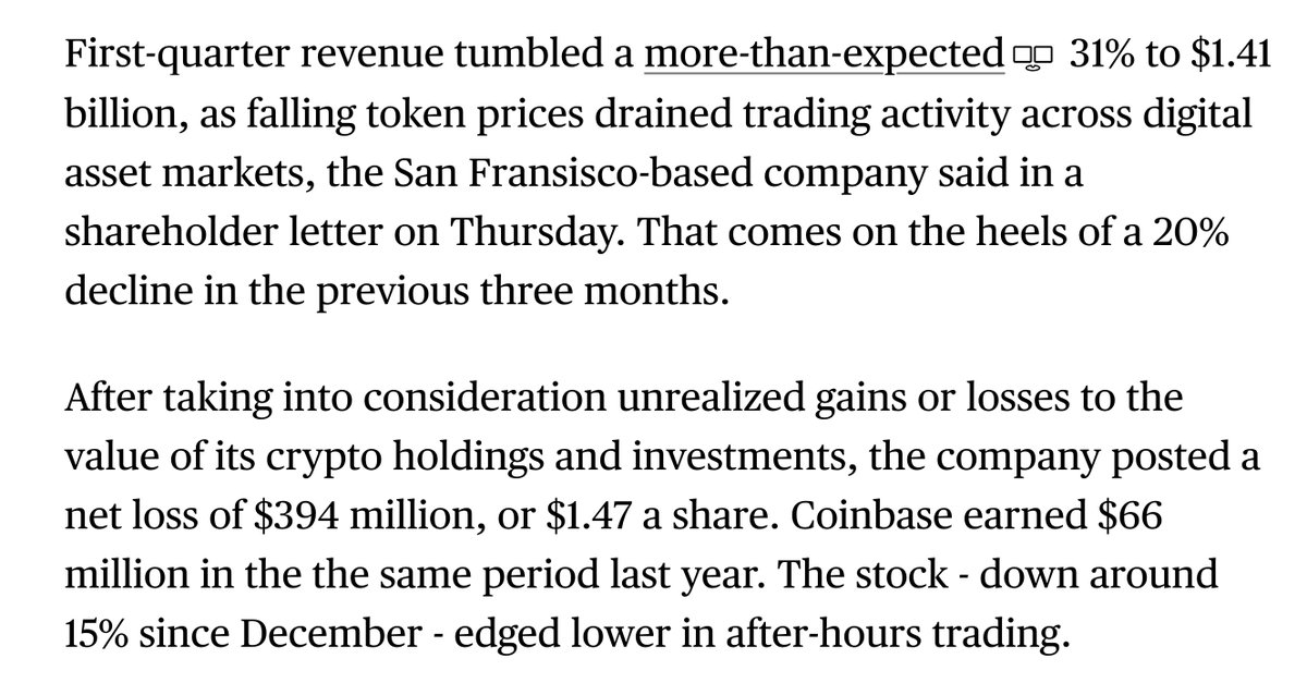 รายงานผลประกอบการ Coinbase Q1 2026 จาก Bloomberg