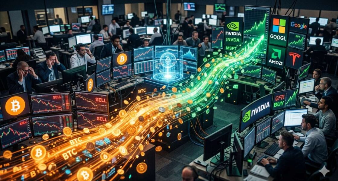 Reuters รายงานเม็ดเงินลงทุนกำลังไหลออกจาก Bitcoin ไปสู่หุ้น AI
