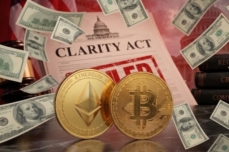 กองทุน Bitcoin- Ethereum ETF เผชิญแรงขาย เงินไหลออก $592 ล้าน หลัง CLARITY Act ไม่ผ่านสภา