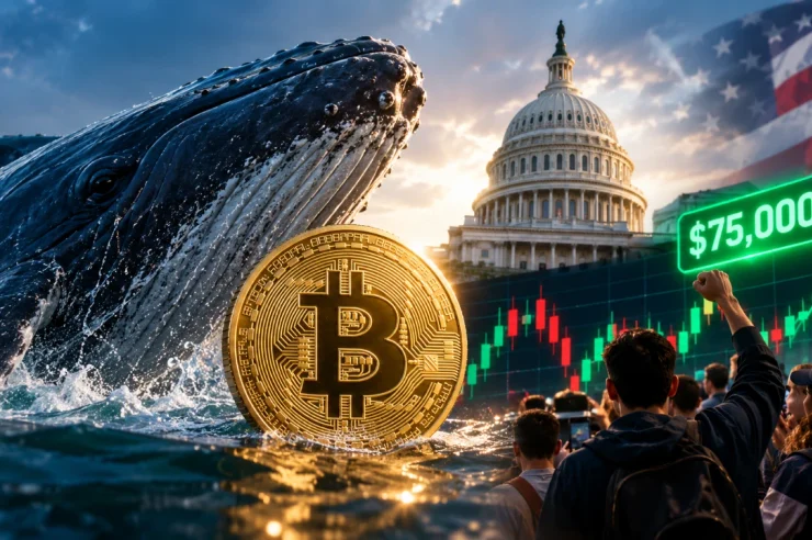 วาฬเปิด Short Bitcoin 54 ล้านดอลลาร์ก่อนรู้ผลโหวต Clarity Act ขณะที่รายย่อยดักซื้อที่ 75,000 ดอลลาร์
