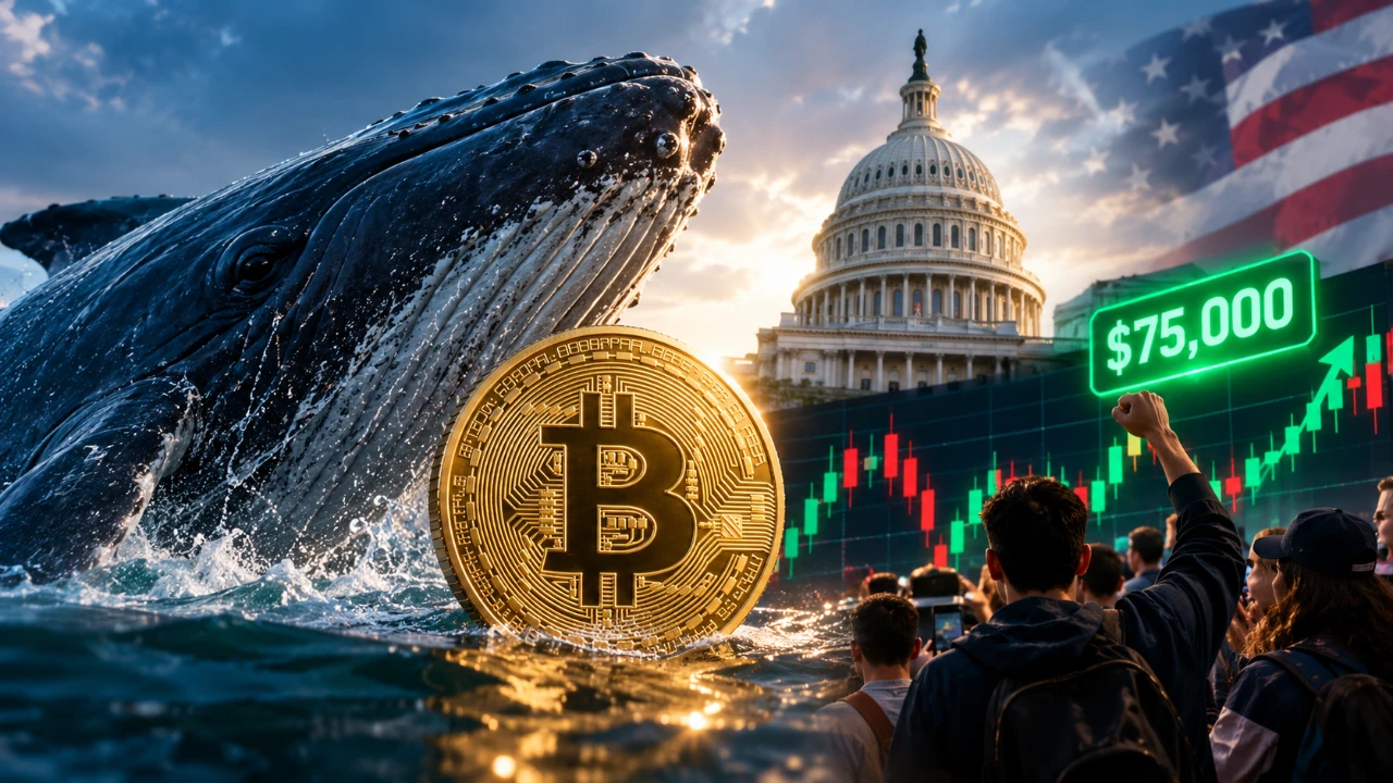 วาฬเปิด Short Bitcoin 54 ล้านดอลลาร์ก่อนรู้ผลโหวต Clarity Act ขณะที่รายย่อยดักซื้อที่ 75,000 ดอลลาร์