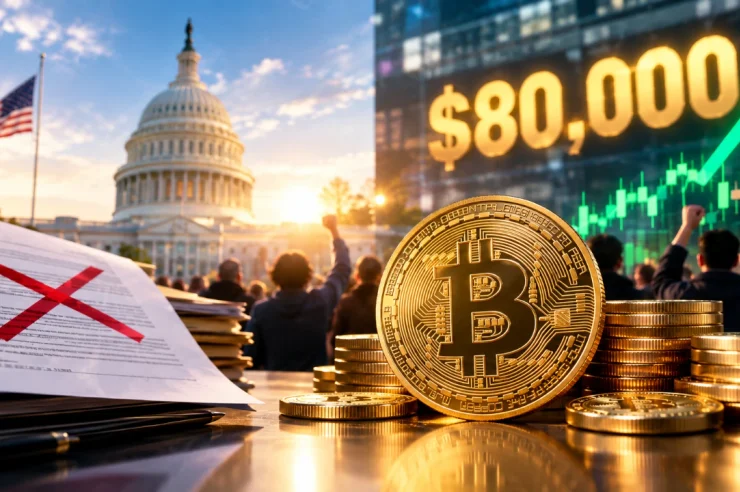 Bitcoin พุ่ง 5% ทะลุ 80,000 ดอลลาร์ นักลงทุนเมินข่าวร้ายกฎหมาย Clarity Act ถูกตีตก