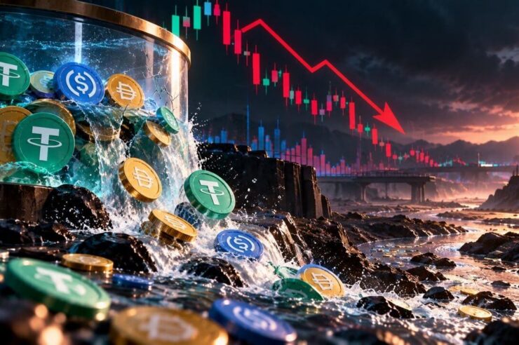 Market Cap Stablecoin ลดลง 14% จากจุดพีคเดือนพฤษภาคม สภาพคล่องตลาดคริปโตยังฟื้นตัวช้า