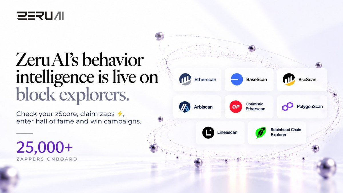 ZeruAI ประกาศว่าระบบวิเคราะห์พฤติกรรมกระเป๋าใช้งานได้บน Etherscan BaseScan BscScan และ explorer อื่น