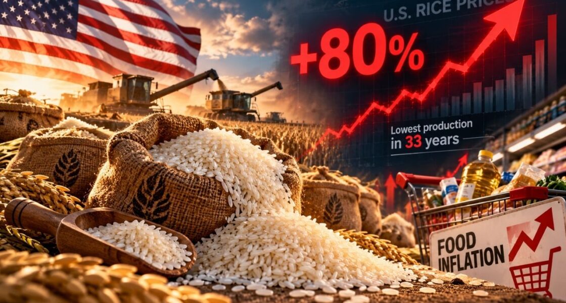 ราคาข้าวสหรัฐฯ พุ่งกว่า 80% หลังผลผลิตต่ำสุดในรอบ 33 ปี เตือนเงินเฟ้อด้านอาหารระลอกใหม่