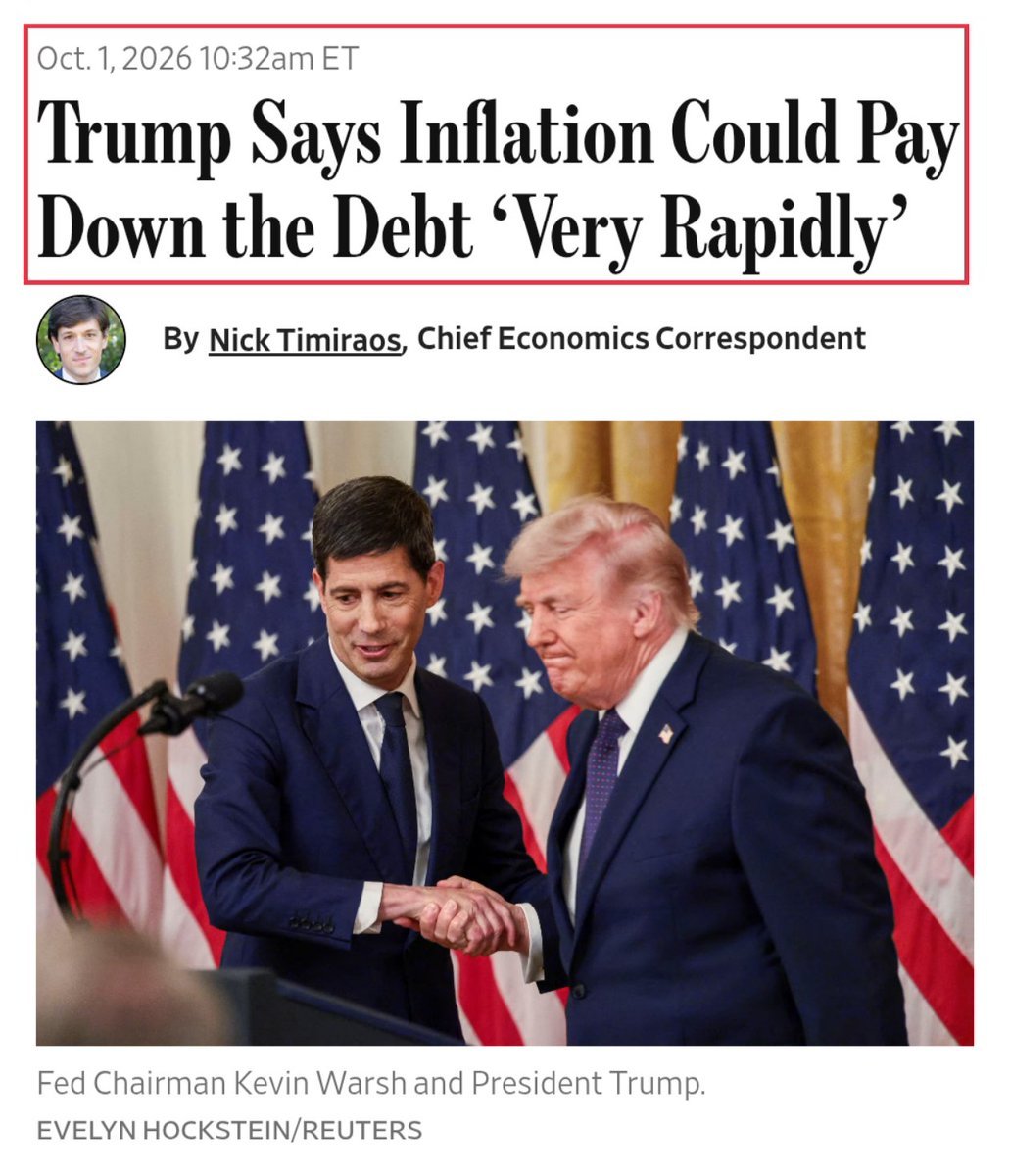 ภาพประธานาธิบดี Trump พูดคุยและจับมือกับประธาน Fed Kevin Warsh ที่พื้นหลังธงชาติสหรัฐฯ